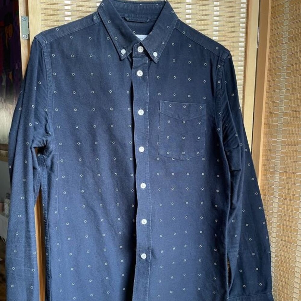 Saturdays NYC Men’s Button-Up Shirt in Navy with Dot Pattern